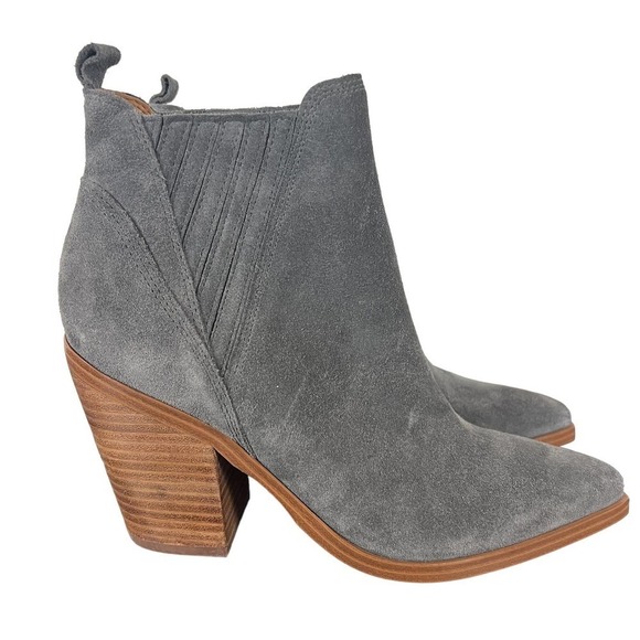 MARC FISHER LTD GADRI LEATHER HEELED BOOTIE IN GRAY NWOT WOMEN'S SIZE 8.5 - Picture 7 of 13